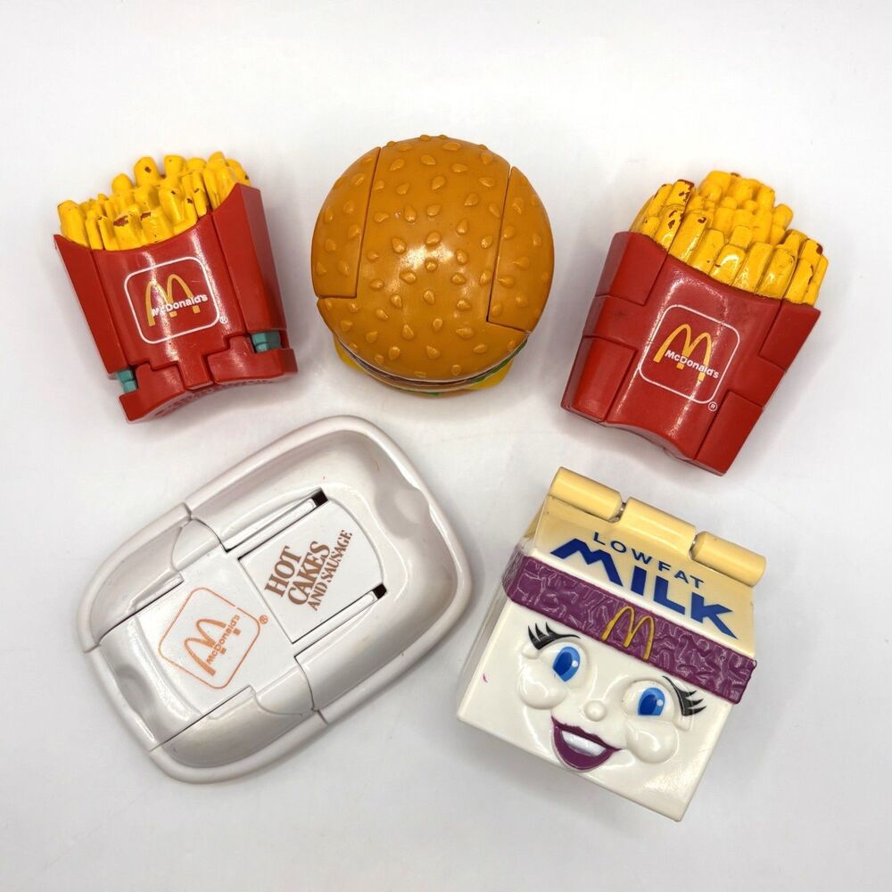 Vintage 80s 90s McDonald's Happy Meal Changeables Transforming Food Toy Lot of 5